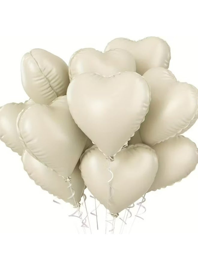 Kandid 10Pcs Valentine's 18-inch Heart-Shaped Aluminum Foil Balloons (Cream) - Image 1